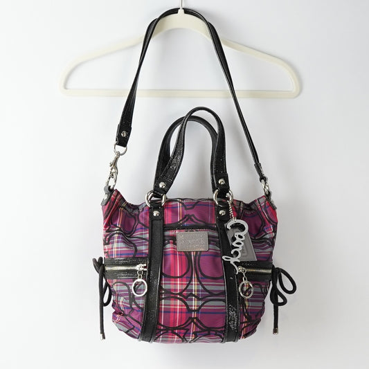 Coach Signature Poppy Tartan Plaid Glitter Spotlight Shoulder/Handbag 14371