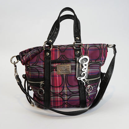 Coach Signature Poppy Tartan Plaid Glitter Spotlight Shoulder/Handbag 14371