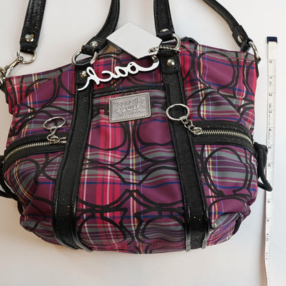 Coach Signature Poppy Tartan Plaid Glitter Spotlight Shoulder/Handbag 14371