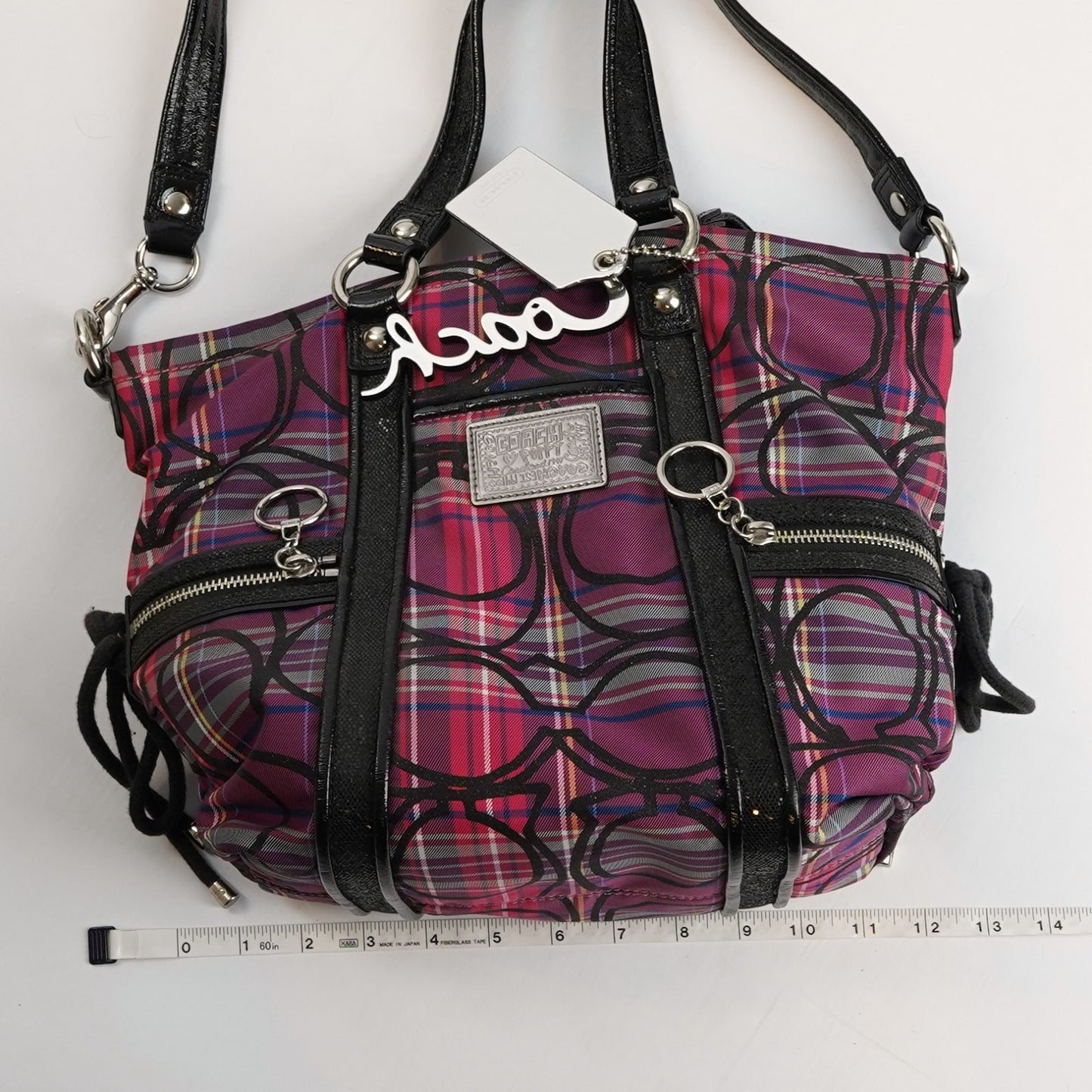 Coach Signature Poppy Tartan Plaid Glitter Spotlight Shoulder/Handbag 14371