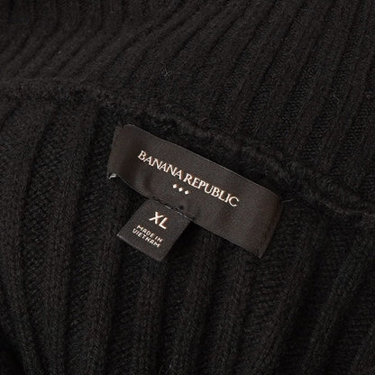 Banana Republic Chunky Ribbed Quarter-Zip Sweater Cotton Wool Blend Black - XL