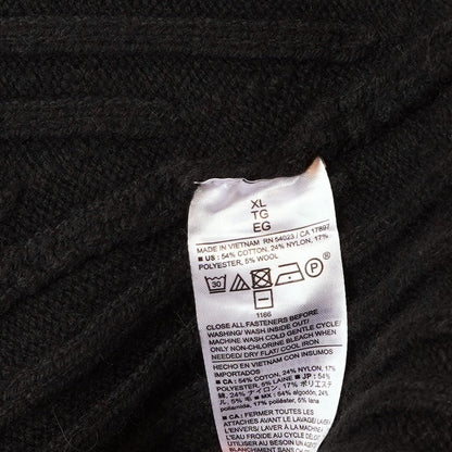 Banana Republic Chunky Ribbed Quarter-Zip Sweater Cotton Wool Blend Black - XL