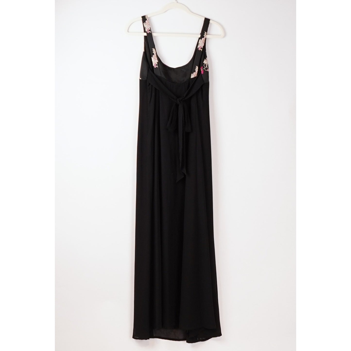 Cache Black Formal Maxi Dress Pink Floral Embroidered - Vintage 8