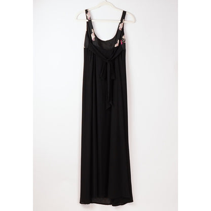Cache Black Formal Maxi Dress Pink Floral Embroidered - Vintage 8