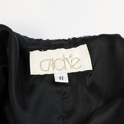 Cache Black Formal Maxi Dress Pink Floral Embroidered - Vintage 8