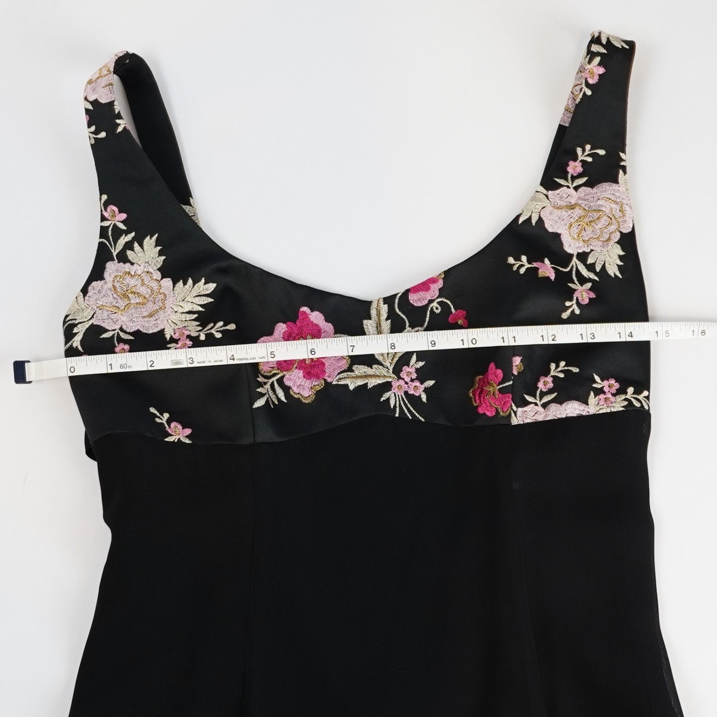 Cache Black Formal Maxi Dress Pink Floral Embroidered - Vintage 8