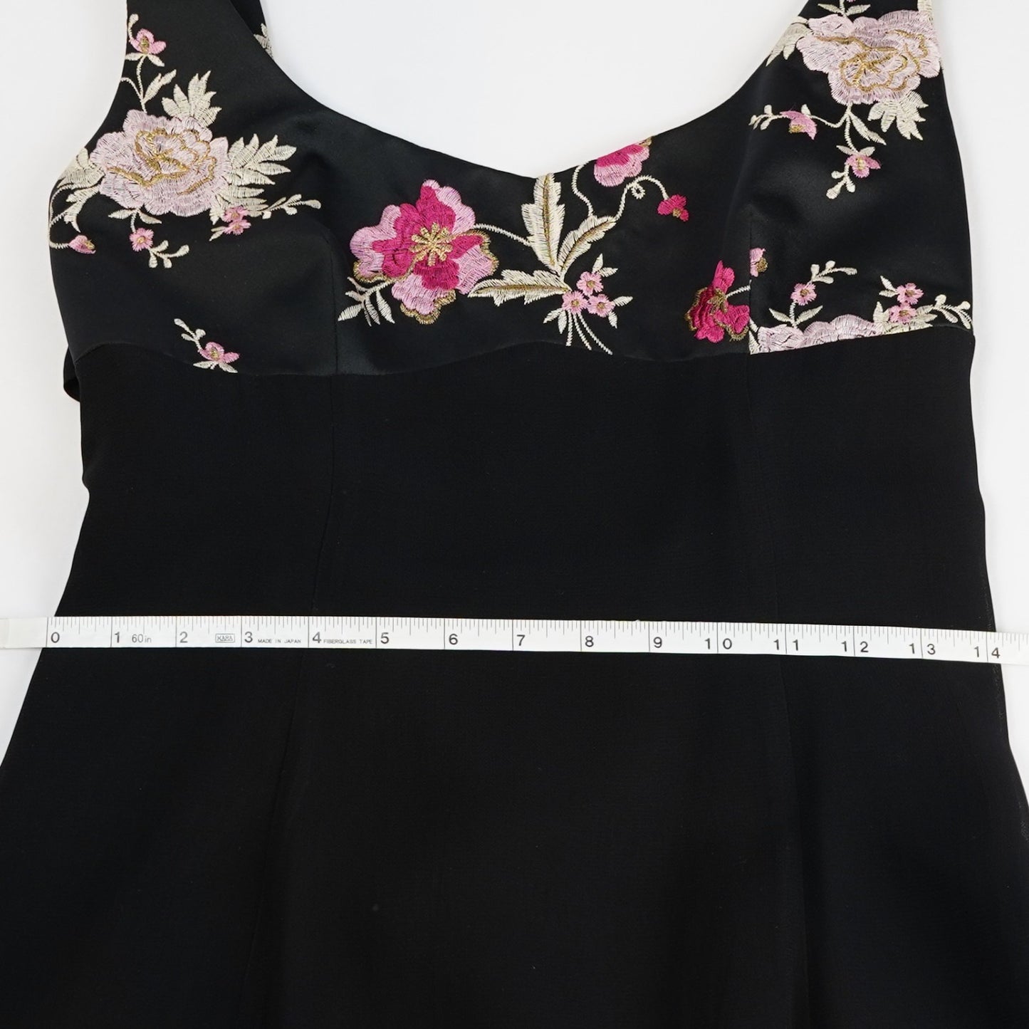 Cache Black Formal Maxi Dress Pink Floral Embroidered - Vintage 8