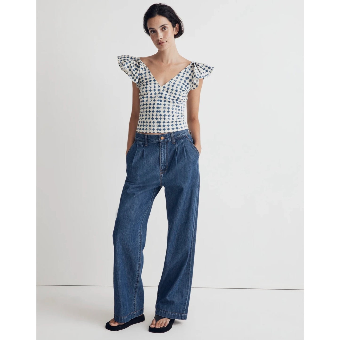 Madewell Shibori-Print V-Back Cotton Top - 4