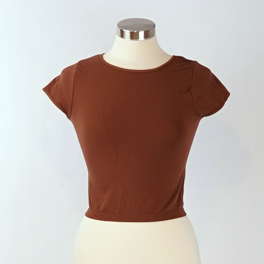 Free People X Revolve Cap Sleeve Seamless Crop Top Cappuccino Brown - M/L