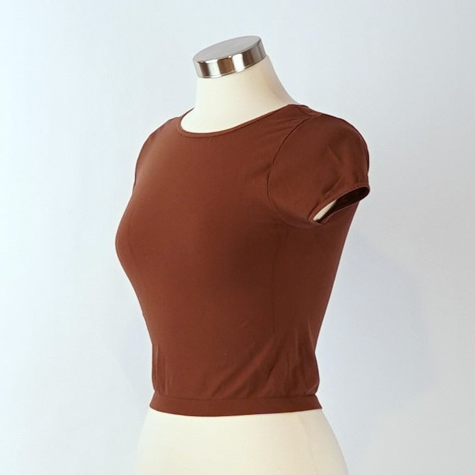 Free People X Revolve Cap Sleeve Seamless Crop Top Cappuccino Brown - M/L