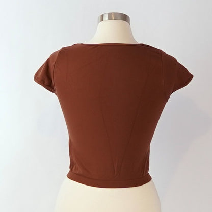 Free People X Revolve Cap Sleeve Seamless Crop Top Cappuccino Brown - M/L