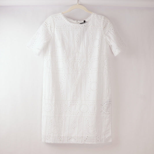 The Kooples White Embroidered Mini Shift Dress - S