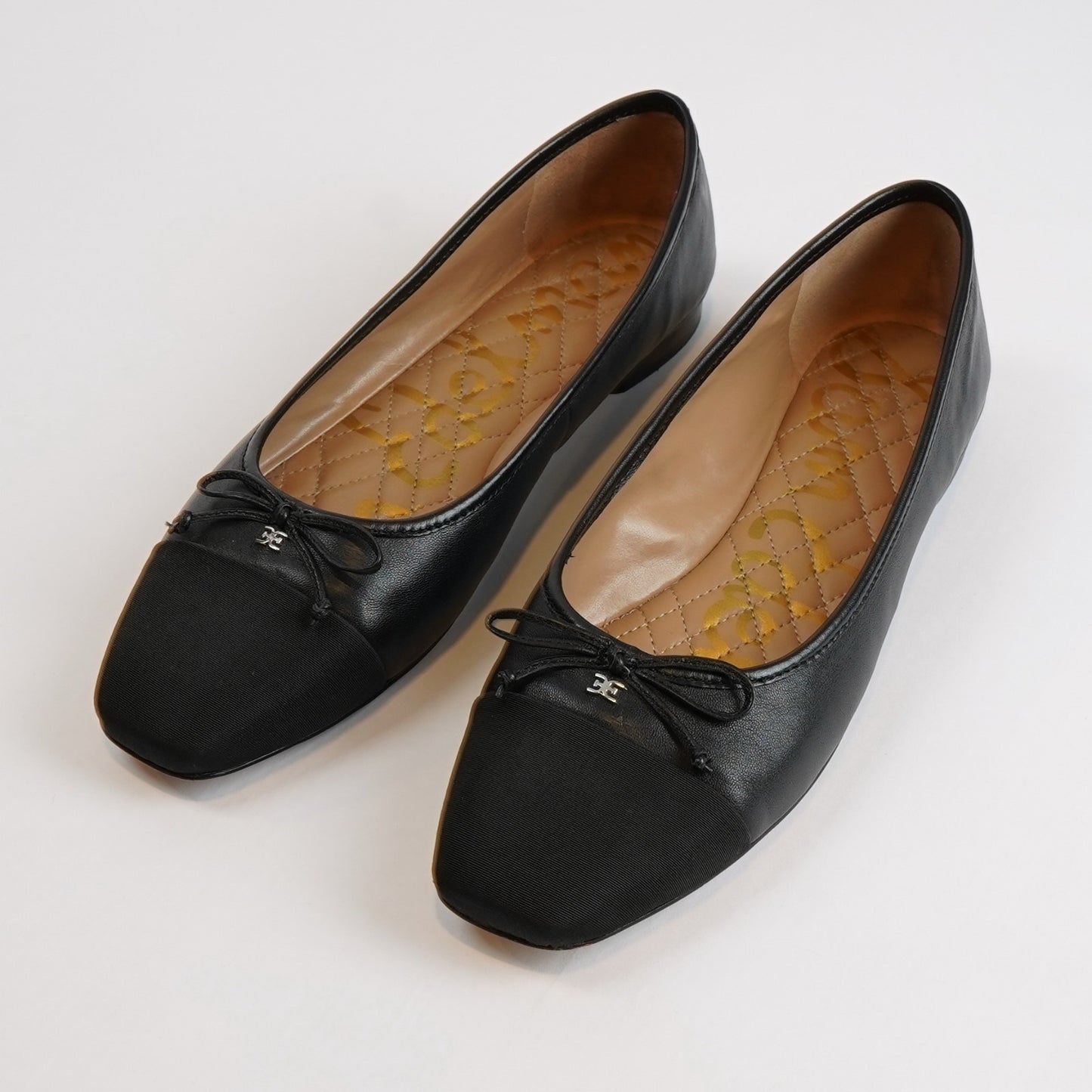 Sam Edelman Marley Ballet Flats Square Toe Black Leather - Size 9.5