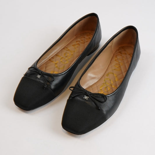 Sam Edelman Marley Ballet Flats Square Toe Black Leather - Size 9.5