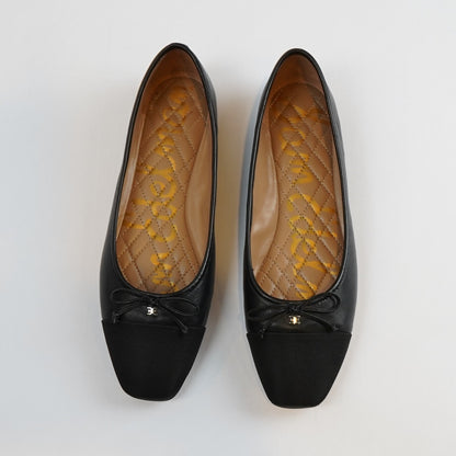 Sam Edelman Marley Ballet Flats Square Toe Black Leather - Size 9.5