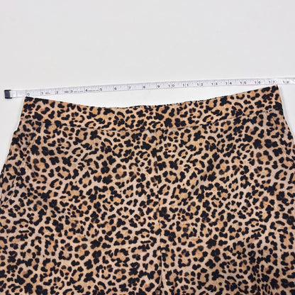 Joan Vass NY Wide Leg Pants Satin Animal Print Blue Border - XL