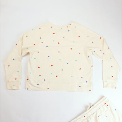 Wildfox Lounge Set Oatmeal Hearts Sweatshirt and Shorts - Size Medium