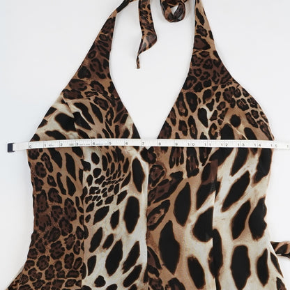 Cache Halter Wide Leg Jumpsuit Leopard Animal Print - Vintage 6