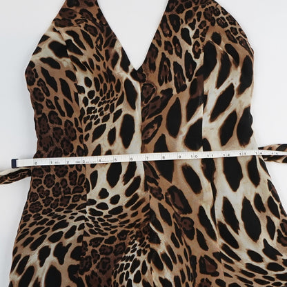 Cache Halter Wide Leg Jumpsuit Leopard Animal Print - Vintage 6
