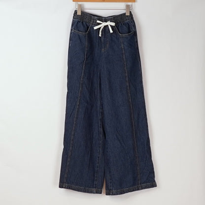 High-Rise Drawstring Wide Leg Relaxed Fit Denim Pants Universal Thread - XS