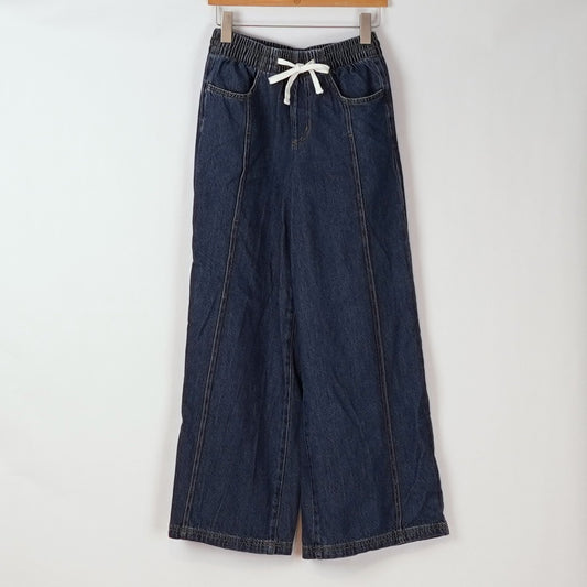 High-Rise Drawstring Wide Leg Relaxed Fit Denim Pants Universal Thread - XS