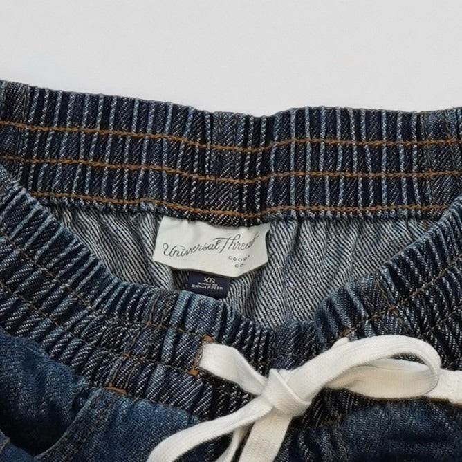 High-Rise Drawstring Wide Leg Relaxed Fit Denim Pants Universal Thread - XS