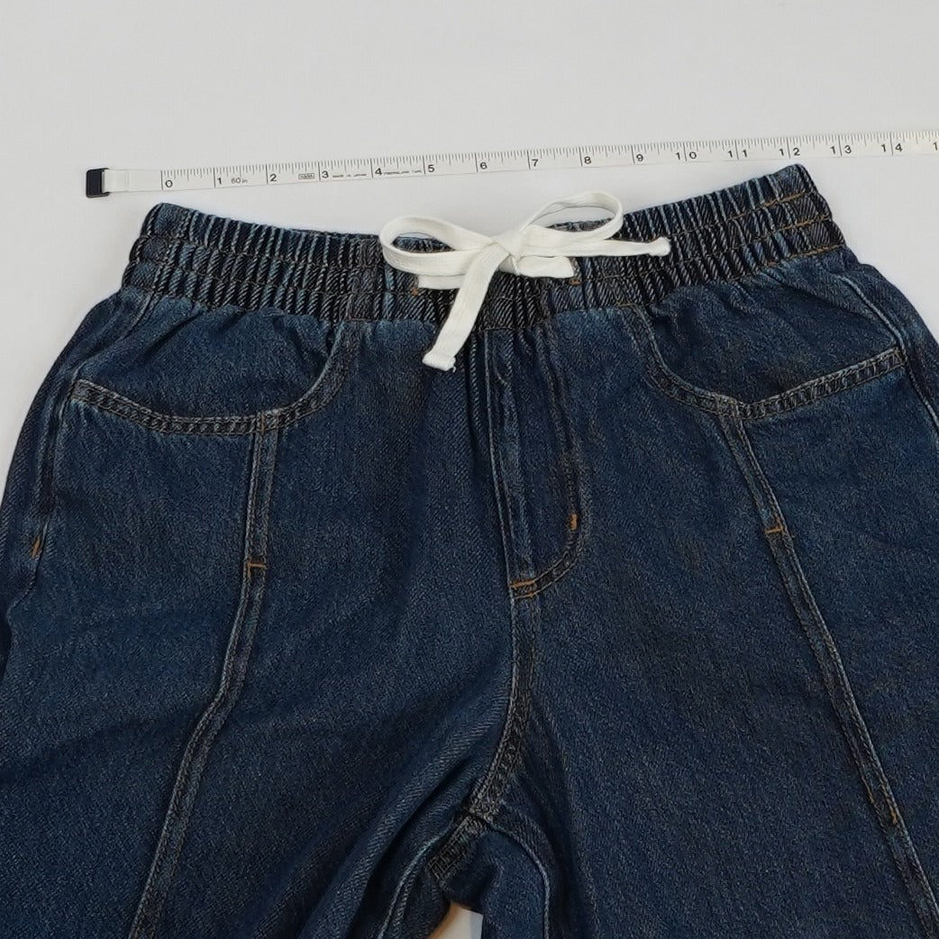 High-Rise Drawstring Wide Leg Relaxed Fit Denim Pants Universal Thread - XS