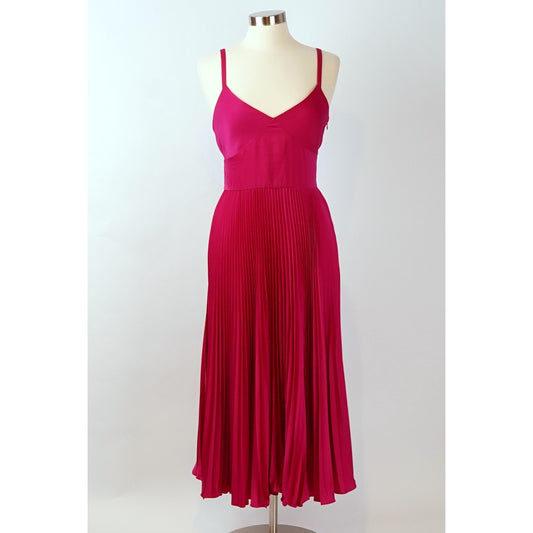 Polo Ralph Lauren V-Neck Pleated Midi Dress Pink - 4