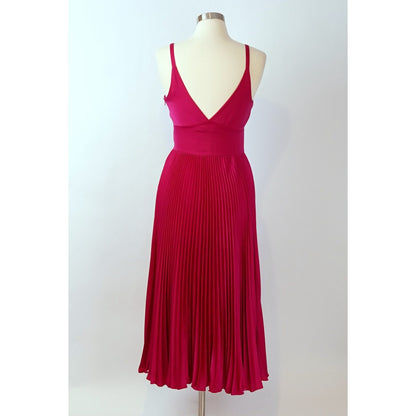 Polo Ralph Lauren V-Neck Pleated Midi Dress Pink - 4