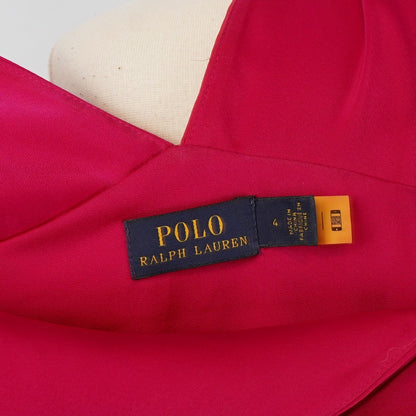 Polo Ralph Lauren V-Neck Pleated Midi Dress Pink - 4