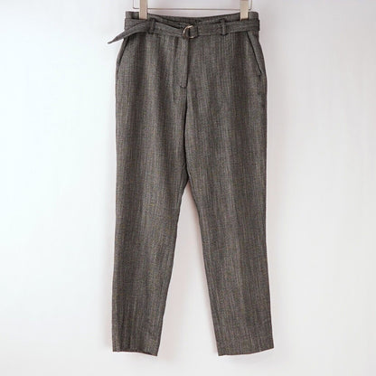 H&M Belted Straight Leg Trouser Pants Gray - 6