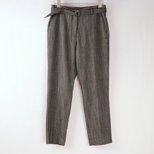 H&M Belted Straight Leg Trouser Pants Gray - 6