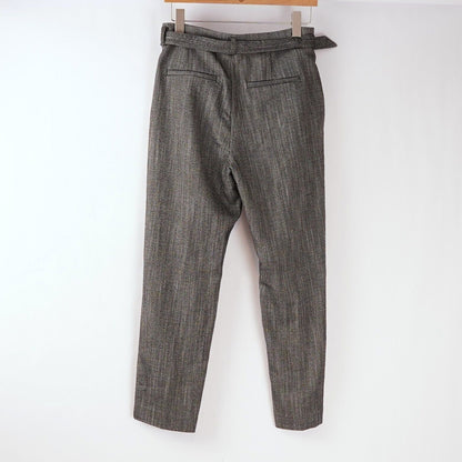 H&M Belted Straight Leg Trouser Pants Gray - 6