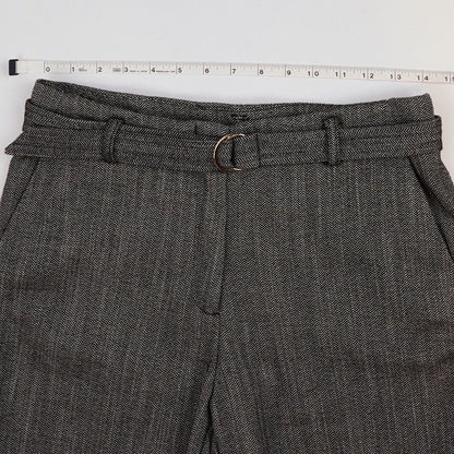 H&M Belted Straight Leg Trouser Pants Gray - 6