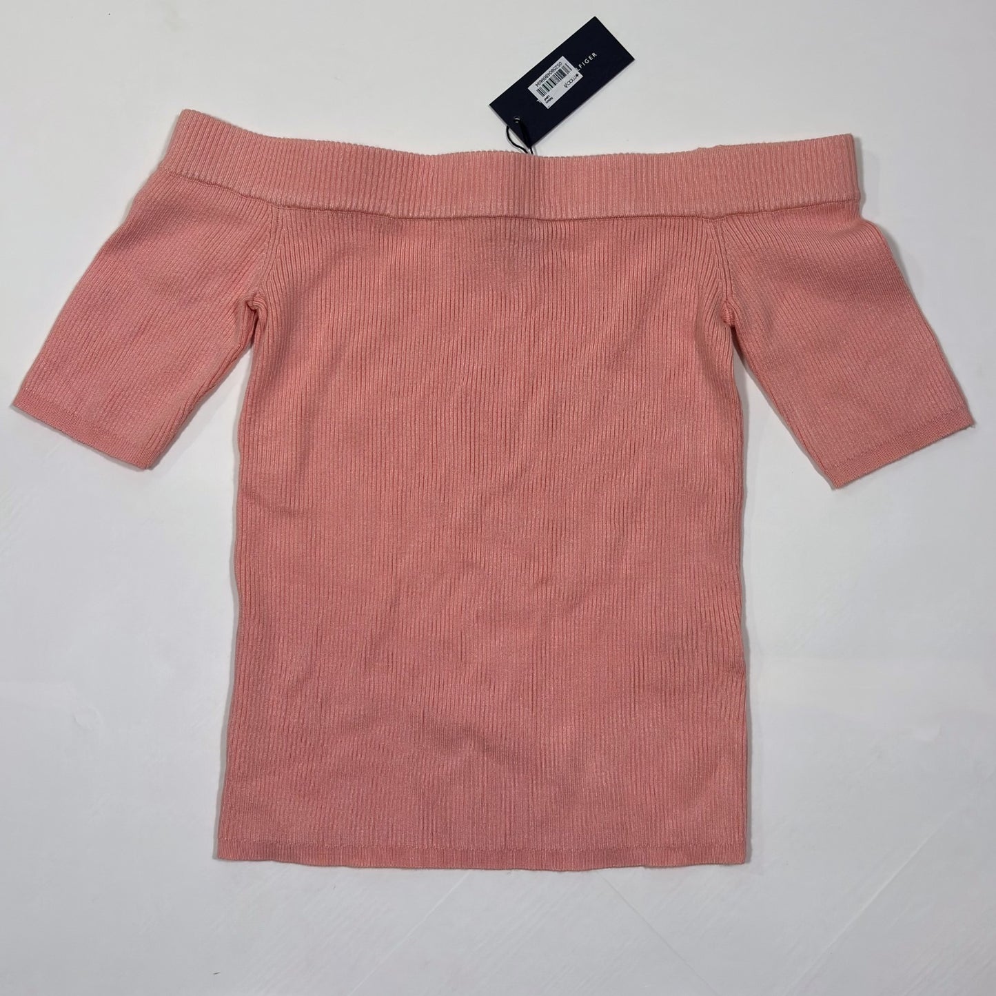 Tommy Hilfiger Ribbed Off Shoulder Top Pink "Garden Tour" - S