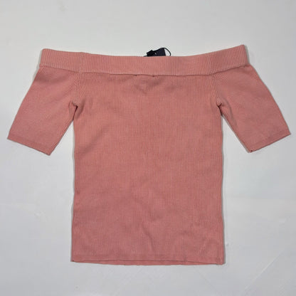 Tommy Hilfiger Ribbed Off Shoulder Top Pink "Garden Tour" - S