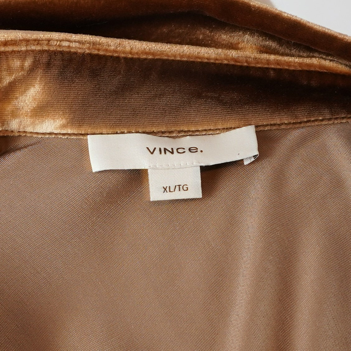 Vince. Bias Long Sleeve Shirt Silk Velvet Gold Shadow Bronze - XL