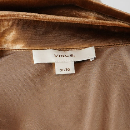 Vince. Bias Long Sleeve Shirt Silk Velvet Gold Shadow Bronze - XL