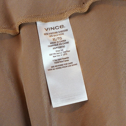 Vince. Bias Long Sleeve Shirt Silk Velvet Gold Shadow Bronze - XL