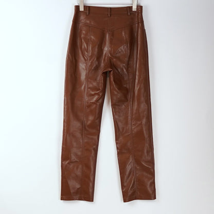 Aritzia Wilfred Rebel Vegan Leather Pants High Waisted Straight Leg Brown - 8