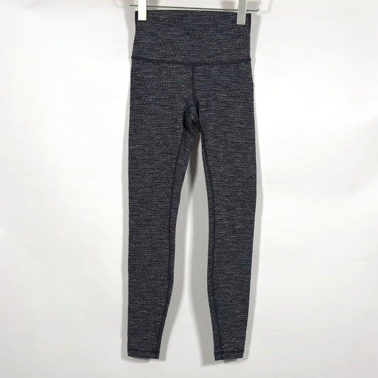 Lululemon Wunder Under High Rise Legging Heathered Gray Black Knit Yoga - 4