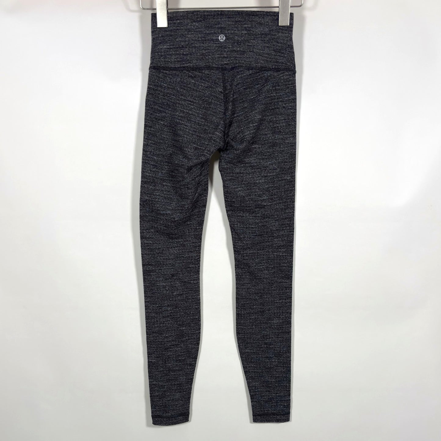 Lululemon Wunder Under High Rise Legging Heathered Gray Black Knit Yoga - 4