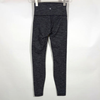 Lululemon Wunder Under High Rise Legging Heathered Gray Black Knit Yoga - 4