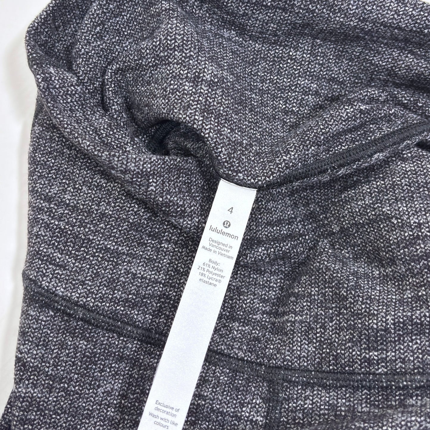 Lululemon Wunder Under High Rise Legging Heathered Gray Black Knit Yoga - 4