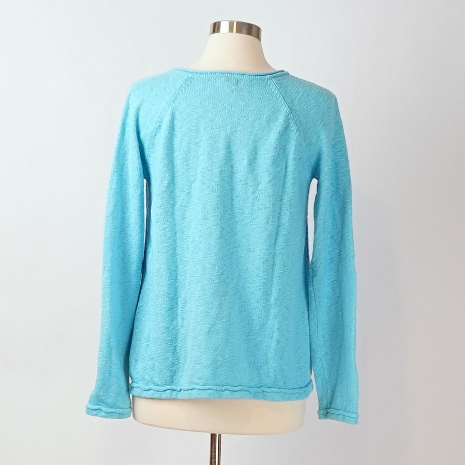 Lilly Pulitzer Danette V Neck Sweater Paradise Seabreeze Blue Intarsia - L