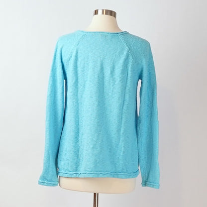Lilly Pulitzer Danette V Neck Sweater Paradise Seabreeze Blue Intarsia - L