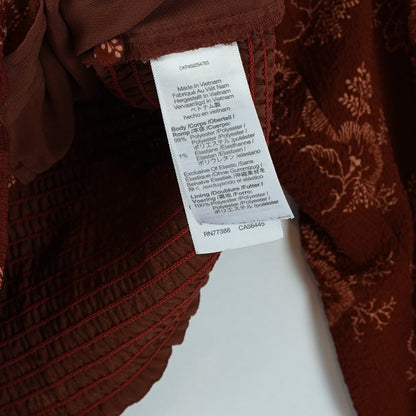 Madewell Preston Puff Sleeve Blouse Burgundy Letterpress Floral - XS