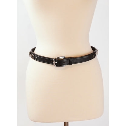 Tory Leather Horsebit Ribbon & Snaffle Bits Belt Black/Red/Nickel - Small