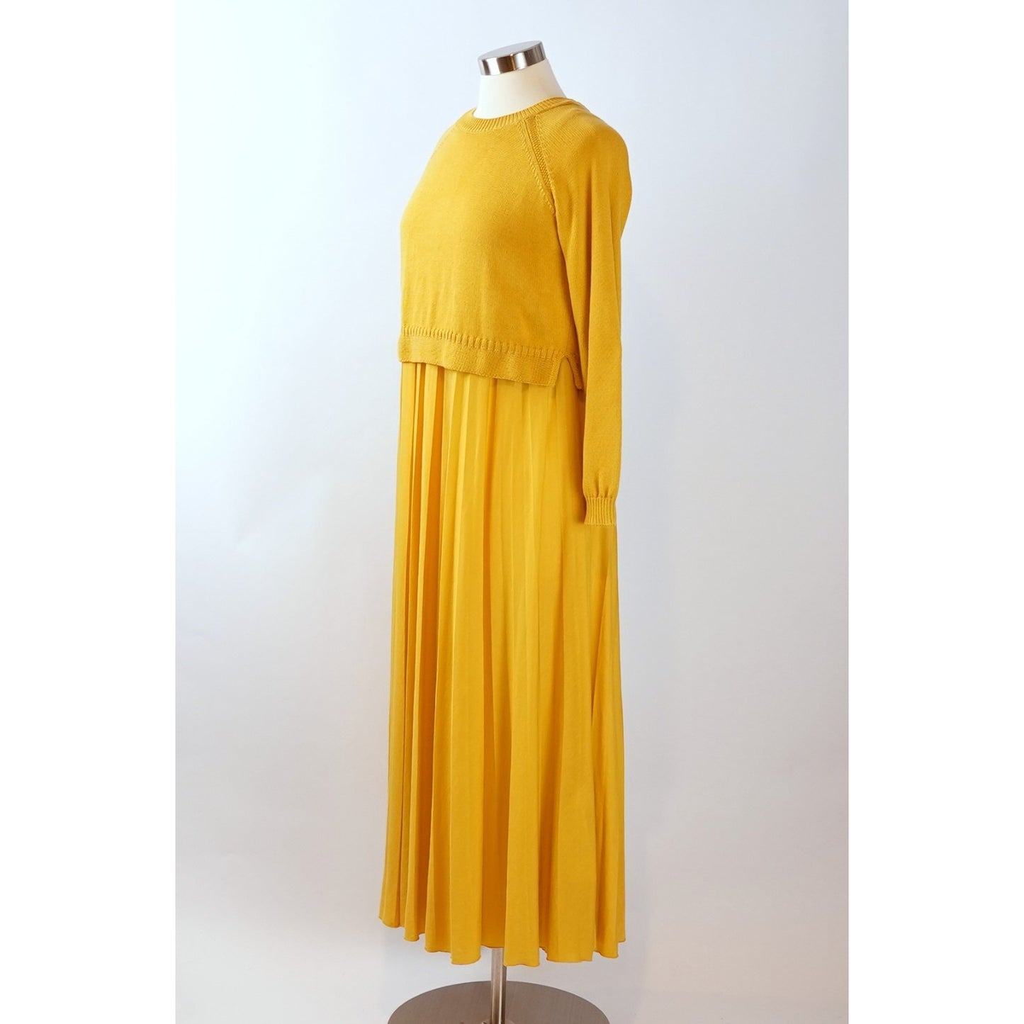 Weekend Max Mara Barbara Knit Layered Dress Mustard Yellow - L
