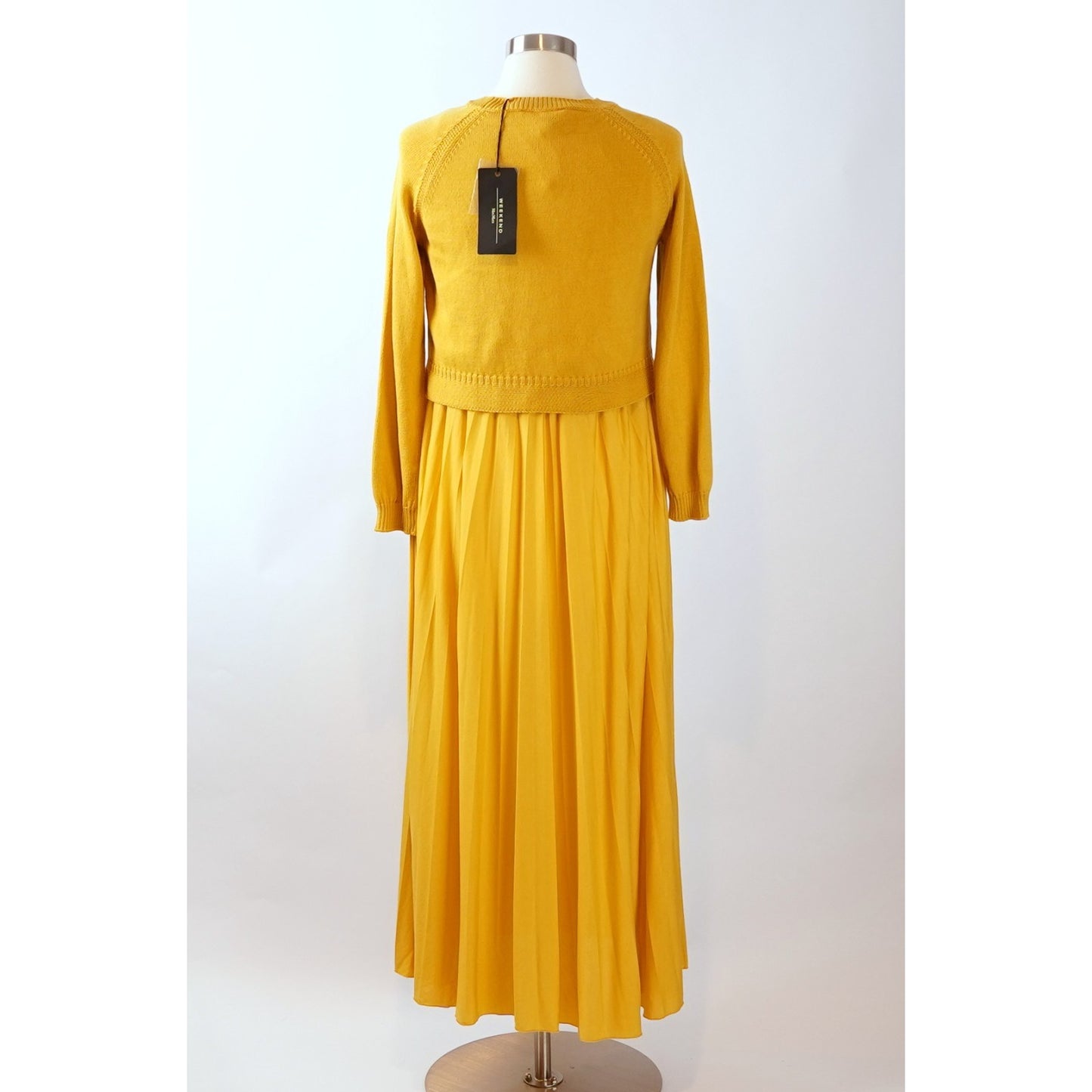 Weekend Max Mara Barbara Knit Layered Dress Mustard Yellow - L